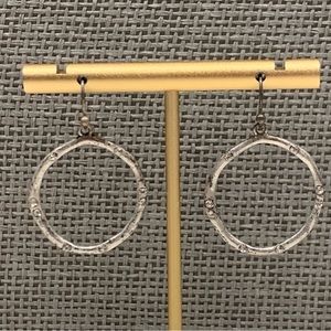 Earrings Silver Dangle Crystal Round